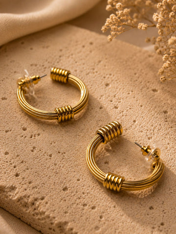 Demifine Gold Plated Round Hoop Earring