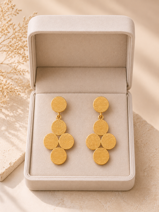 Gold-Plated Round Shape Dangle Earrings
