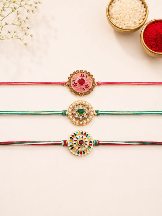 Premium Set of Three Embellished Rakhis