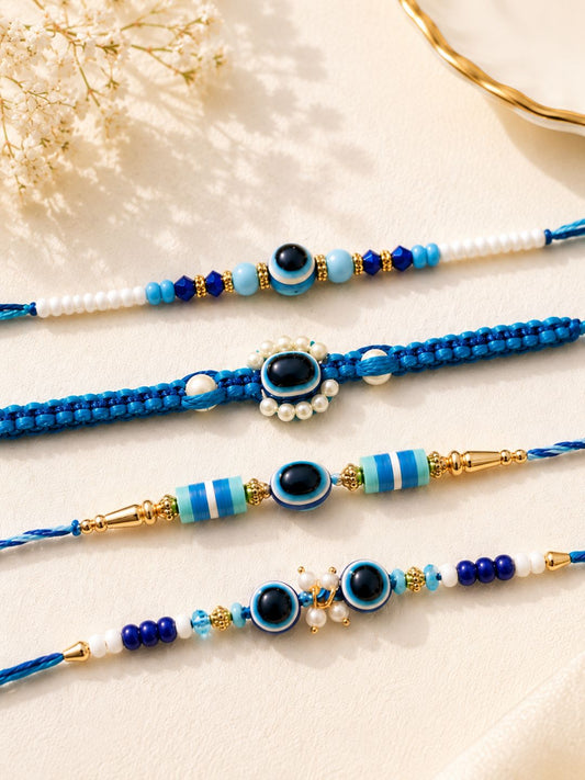 4 Evil Eye Rakhi Combo with Chocolate