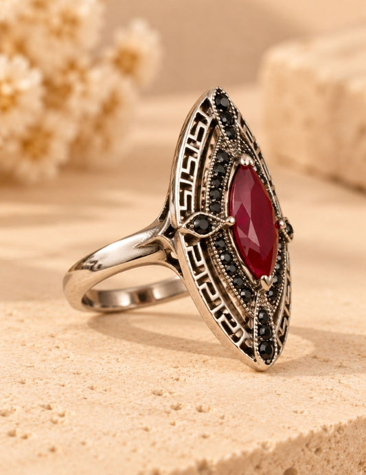 Vintage Red Stone Statement Ring
