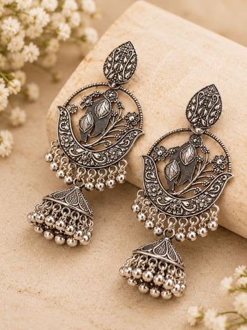 SIlver Oxidised Dangler Earring