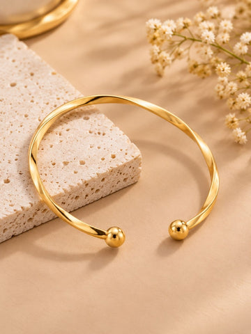 Gold-Toned Minimalist Open Cuff Bracelet