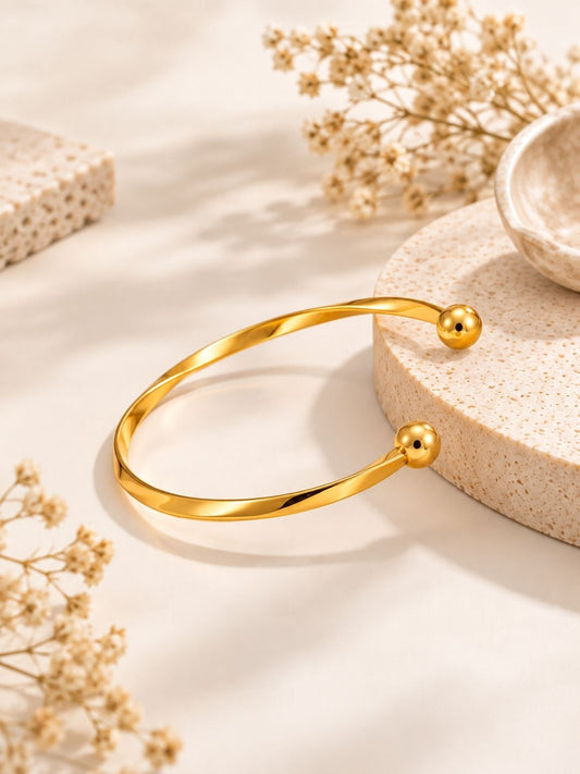 Gold-Toned Minimalist Open Cuff Bracelet