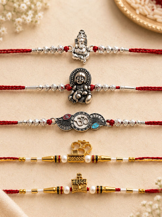 Set of 5 Rakhi Set with Candle