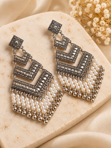 Geometric Oxidised Dangler Earrings