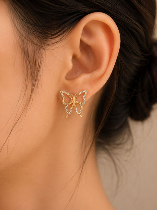 Demifine 18K Gold Plated Butterfly Earrings