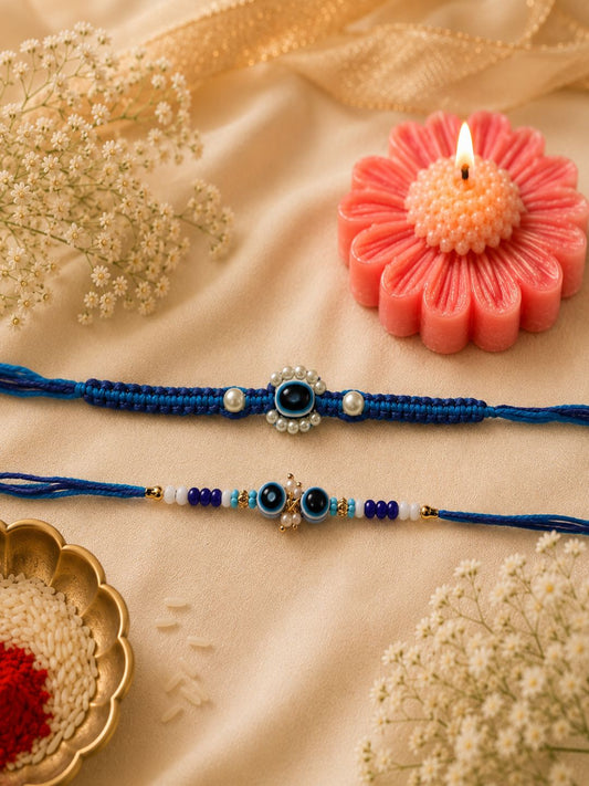 2 Evil Eye Rakhi with Candle