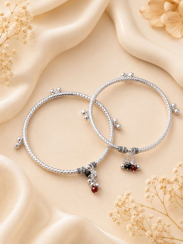 Handcrafted Silver Kada Anklets