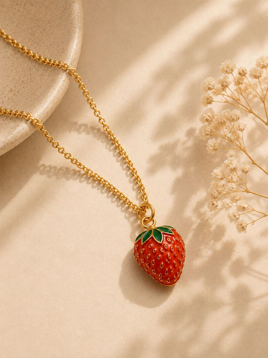 Strawberry Minimal Necklace For Girls