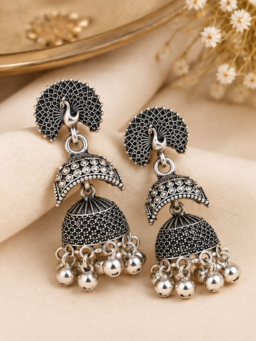 Silver Oxidised Jhumka