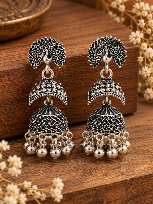 Silver Oxidised Jhumka