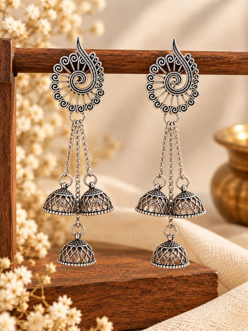 Silver Oxidised Jhumka