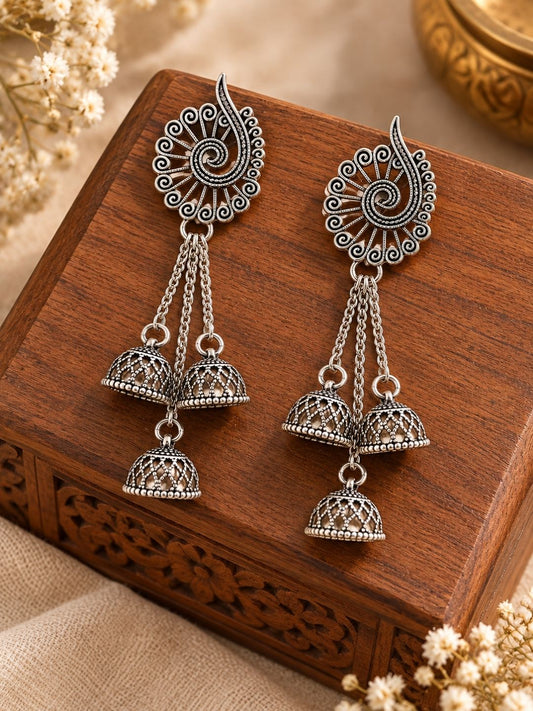 Silver Oxidised Jhumka