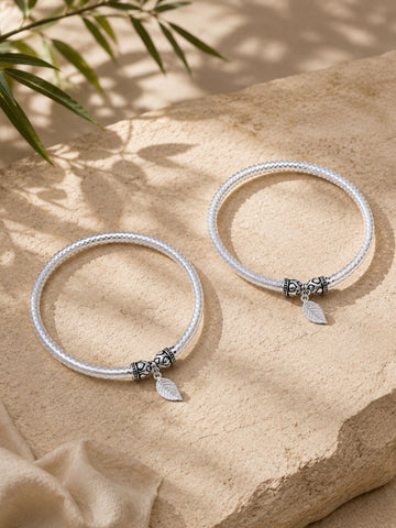 Handcrafted Silver Kada Anklets