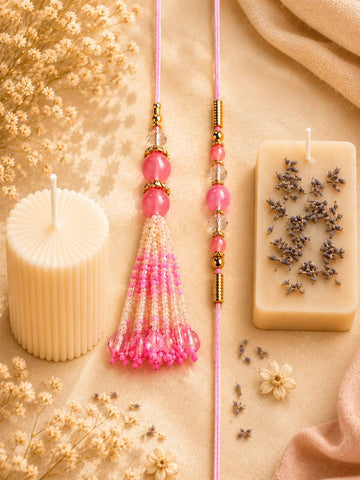 Pink Bhaiya Bhabhi Rakhi with Candle