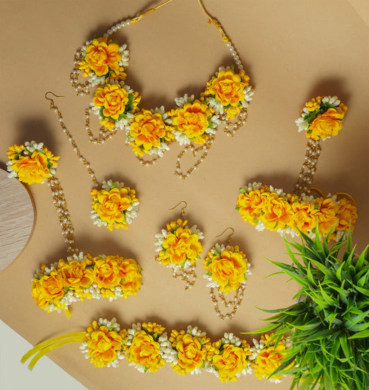 Handcrafted Yellow Floral Jewelry Set