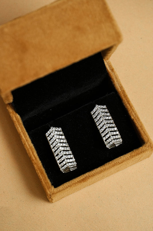Elegant Crystal-Studded Half Hoop Earrings