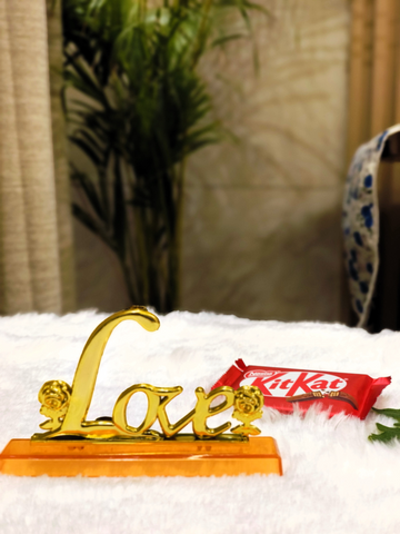 Love Always Rose Set Metallic Red Blossom with Gold-Dipped Style Base