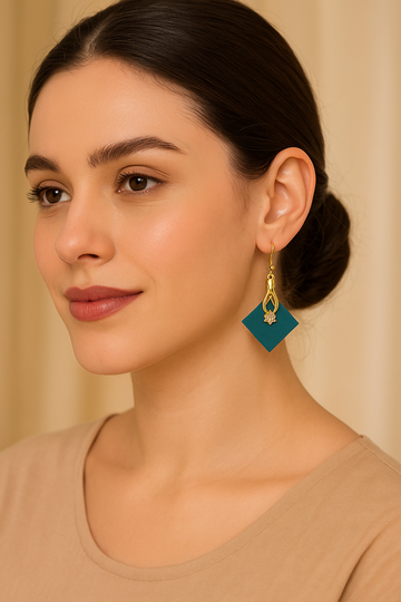 Teal Cubic Zirconia Drop Earrings