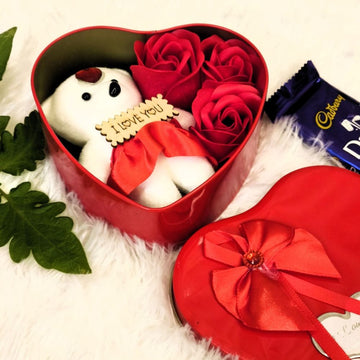 Complete Romantic Gift Bundle Eternal Gold Rose Plush Teddy Valentine Day Gift Set