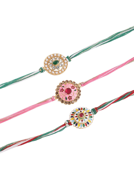 Set of 3 Rakhi Combo with Roli Chawal and Get 1 Rakhi Free