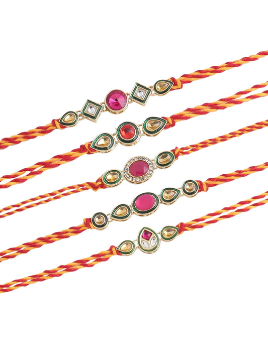 Traditional Kundan Polki Rakhi (Set of 5)