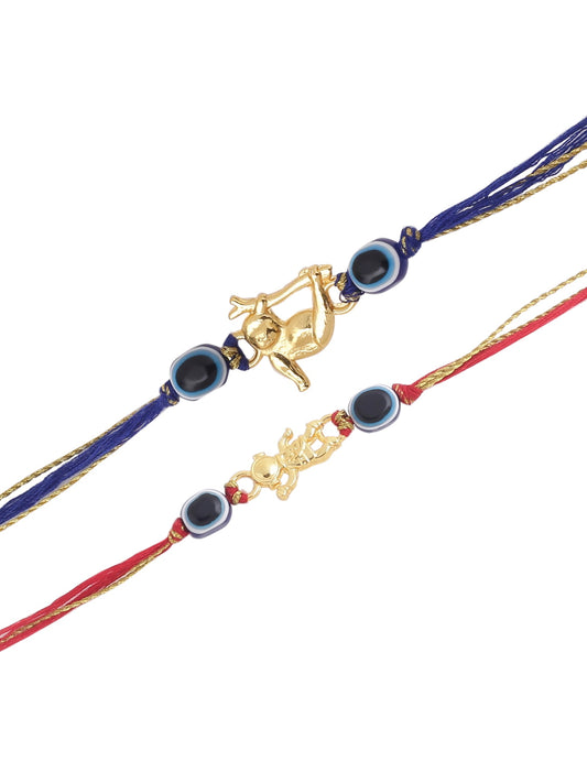 Gold-Plated Monkey and Astronaut Rakhi For Kids (Set of 2)