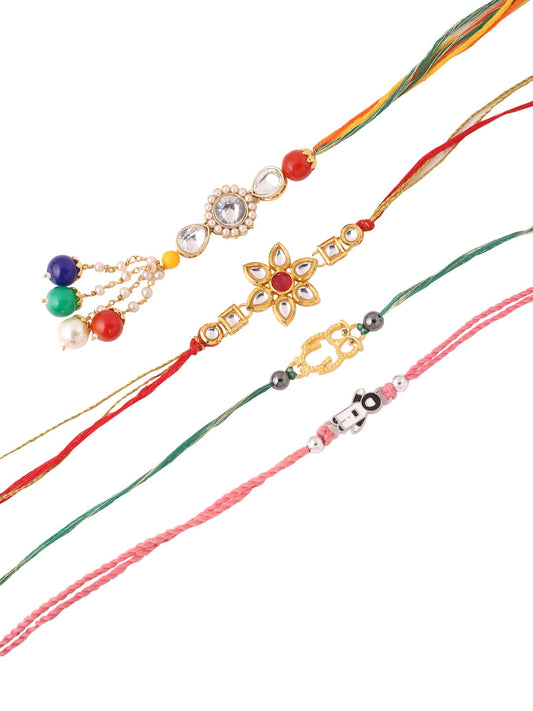 Bhaiya-Bhabhi and 2 Kids Rakhi Combo Set