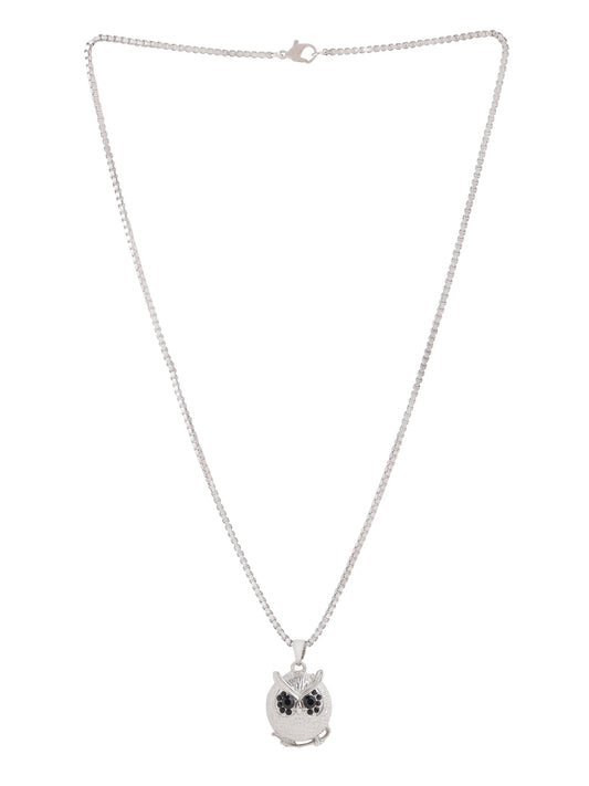 Owl Pendant Necklace - Silver Plated
