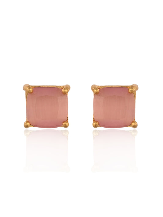 Pink Stone Stud Earrings
