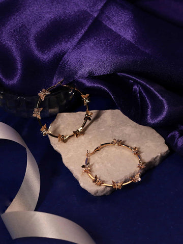 Gold Plated Butterfly Hoop Earring