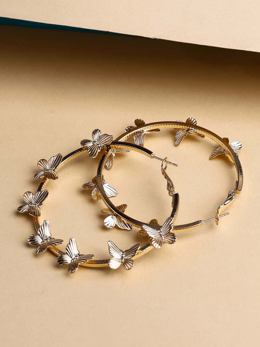 Gold Plated Butterfly Hoop Earring