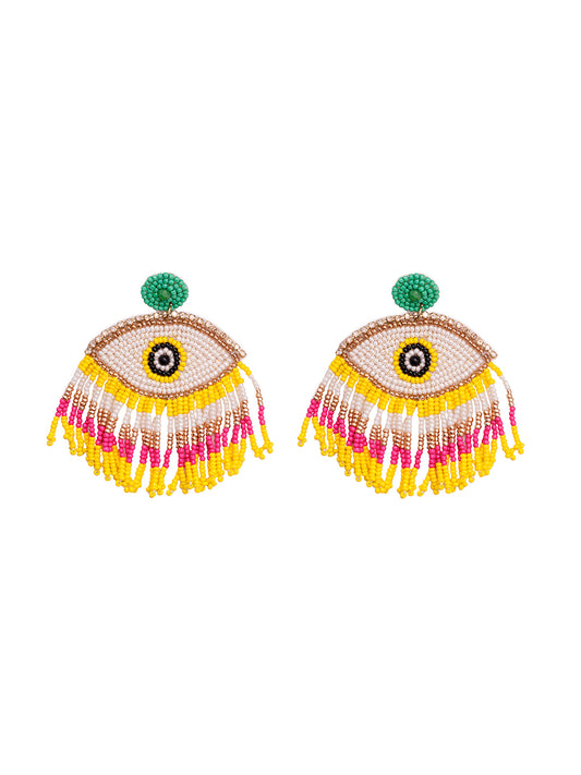 Handmade Yellow Evil Eye Earring