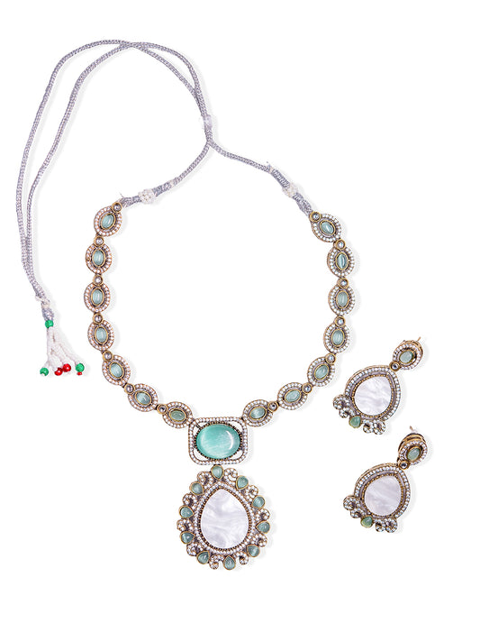 Gold Plated Stone Stud Jewelry Set