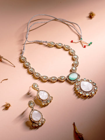 Gold Plated Stone Stud Jewelry Set