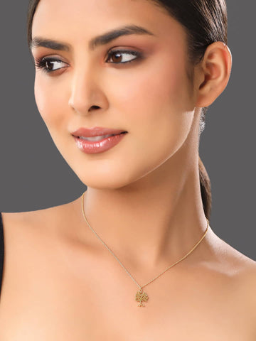 925 Sterling Silver Gold-Plated Tree Shape Chain Pendant