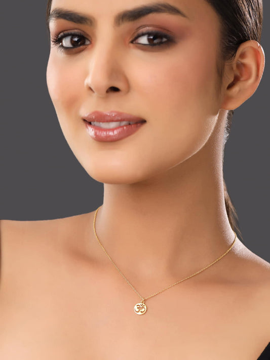 925 Sterling Silver Gold-Plated OM Shape Chain Pendant