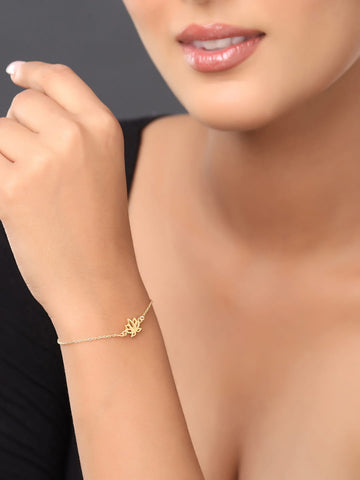 925 Sterling Silver Gold-Plated Lotus Shape Bracelet
