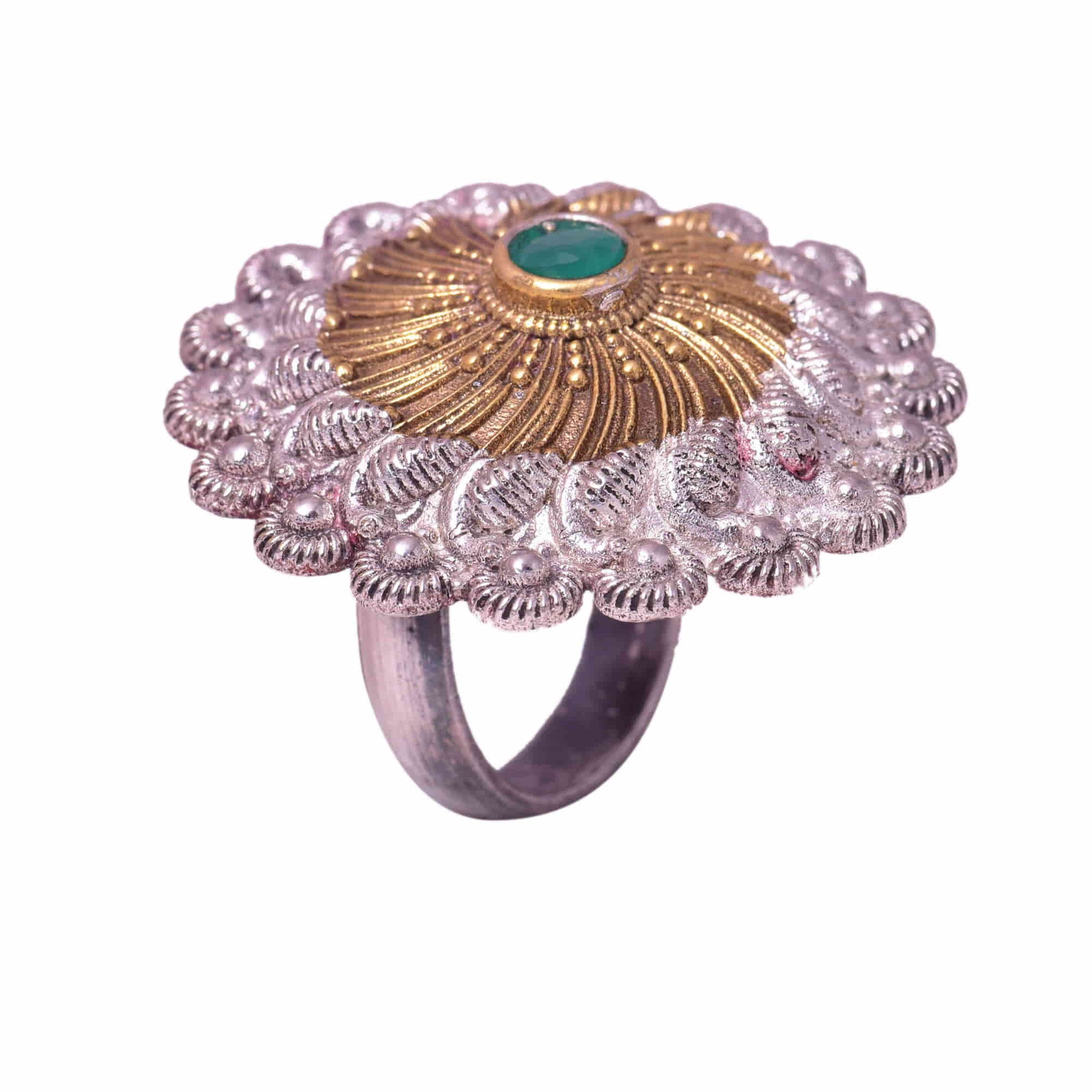 gold-and-silver-plated-small-adjustable-ring-green-viraasi