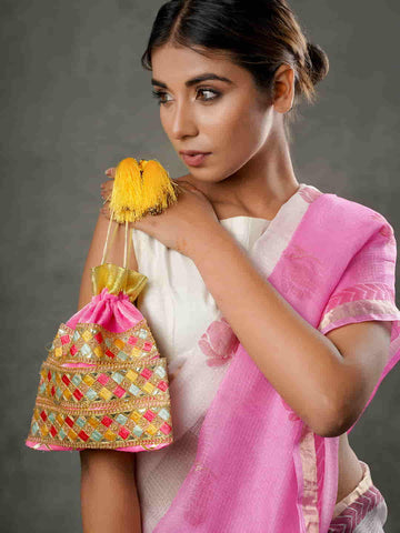 Viraasi Pink Color Traditional Potli for Girls