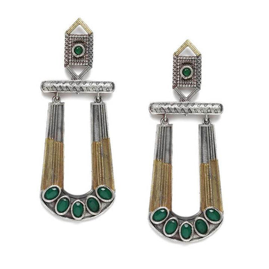 dual-tone-oxidized-classic-drop-earring-green-stone-viraasi