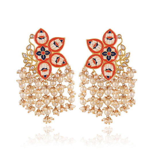 contemporary-jhumka-earrings-with-parls-orange-viraasi
