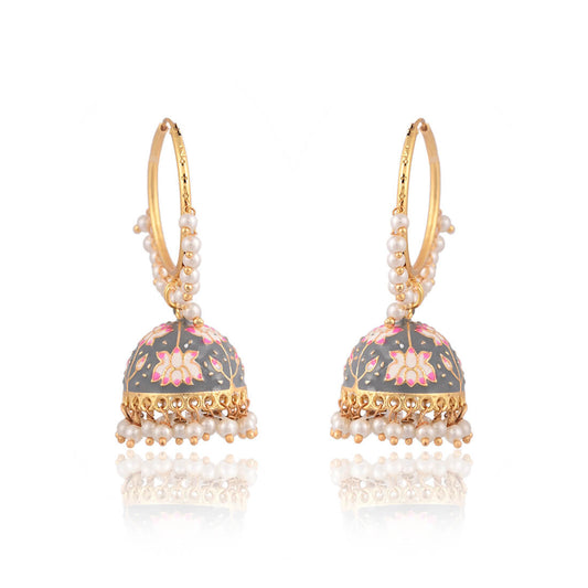 lotus-hoop-meenakari-jhumka-earring-grey-viraasi