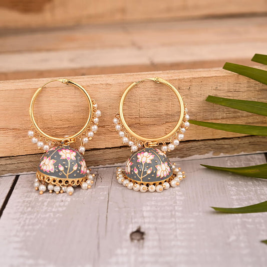 lotus-hoop-meenakari-jhumka-earring-grey-viraasi