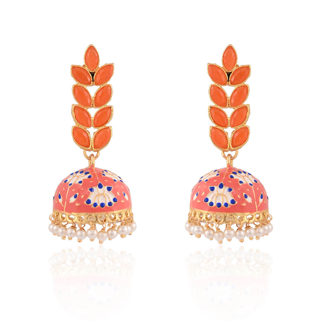 enamel-fusion-floral-jhumka-earring-orange-viraasi