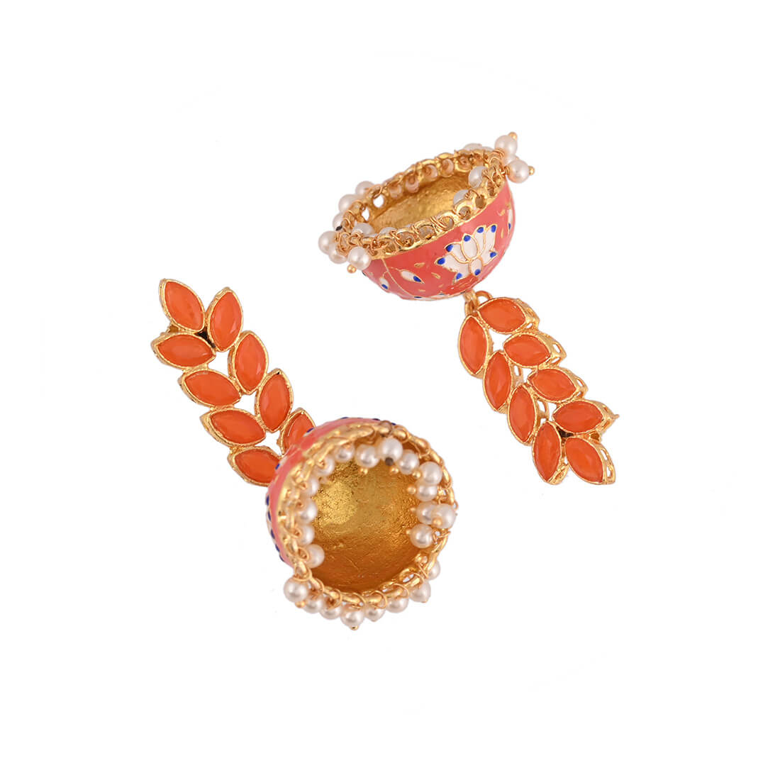 enamel-fusion-floral-jhumka-earring-orange-viraasi