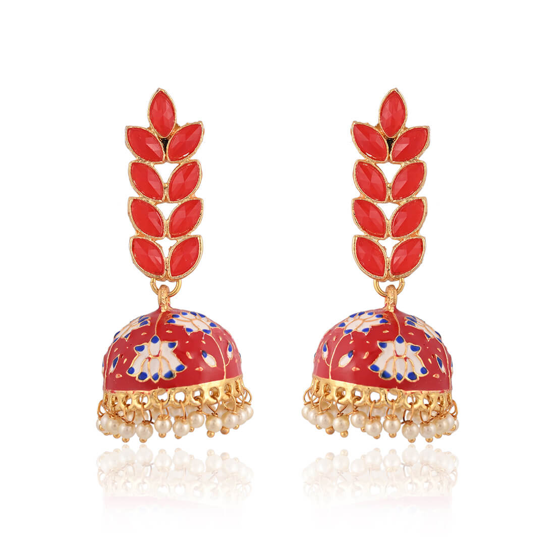 enamel-fusion-floral-jhumka-earring-red-viraasi