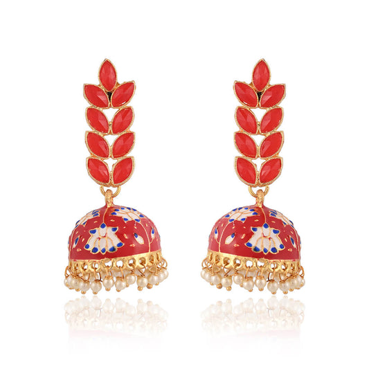 enamel-fusion-floral-jhumka-earring-red-viraasi