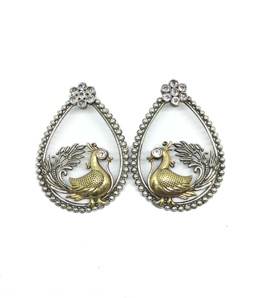 dual-tone-peacock-shape-dangle-earring-white-viraasi
